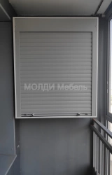 навесной шкаф на балкон с рольставней серый